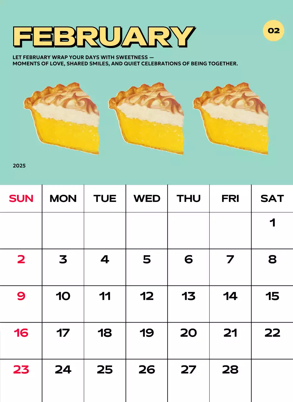 다양한 레트로 일러스트가 있는 화려한 캘린더 달력