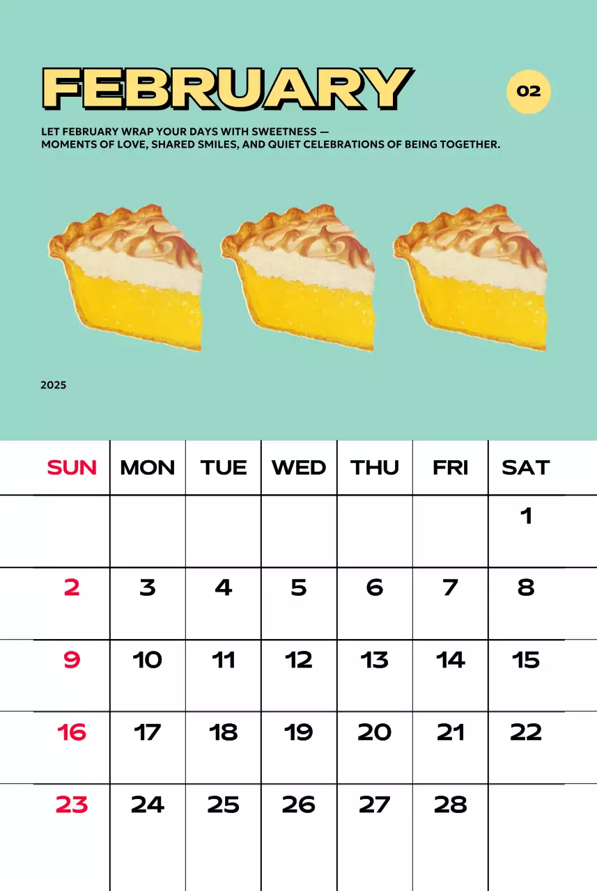 다양한 레트로 일러스트가 있는 화려한 캘린더 달력