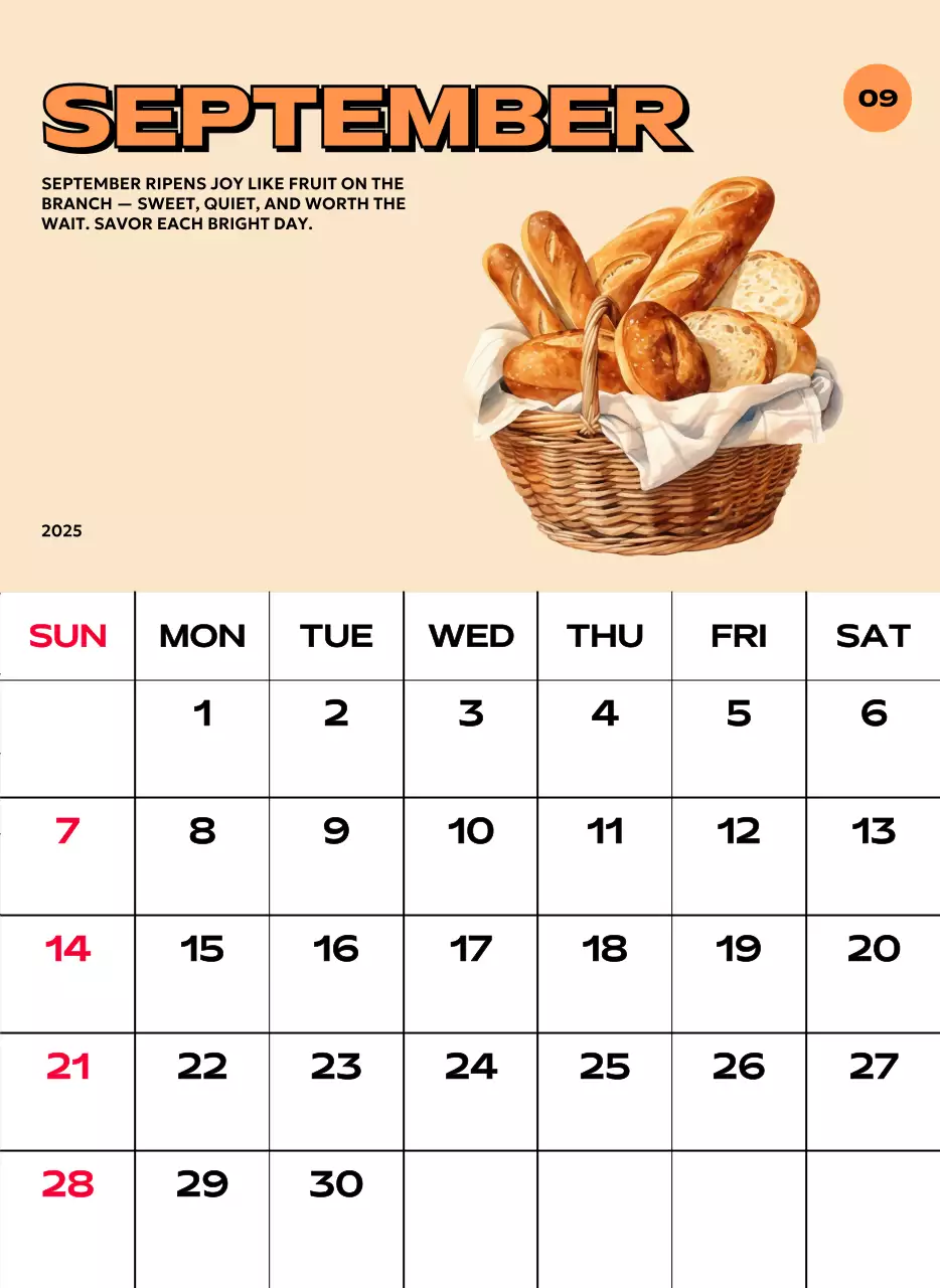 다양한 레트로 일러스트가 있는 화려한 캘린더 달력