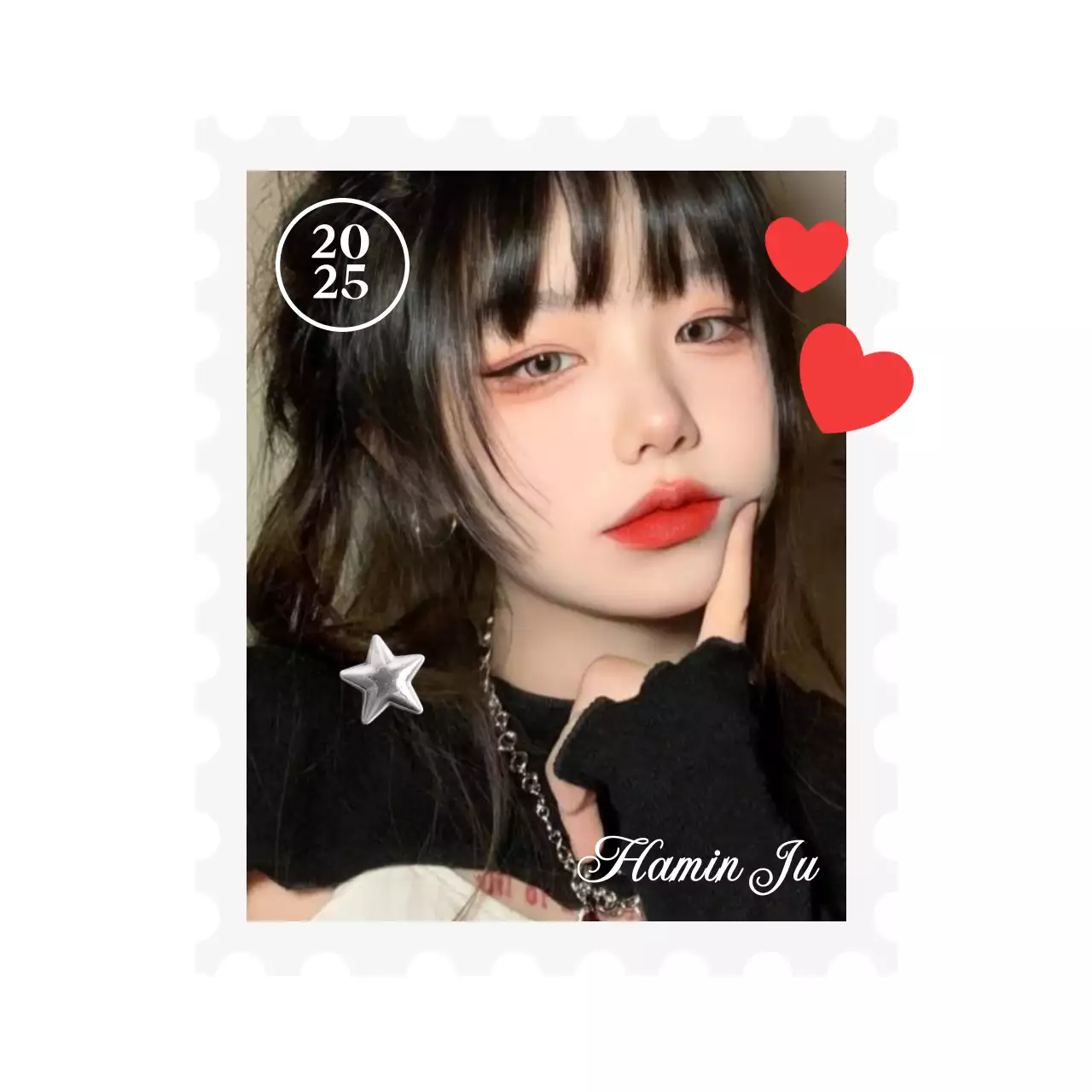 심플한 우표 프레임 문구