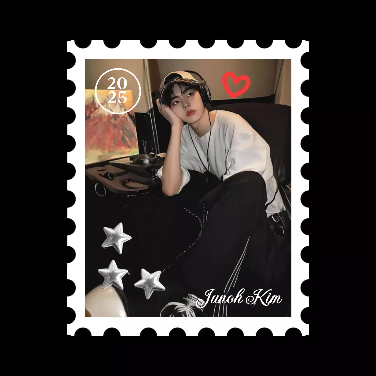 심플한 우표 프레임 문구