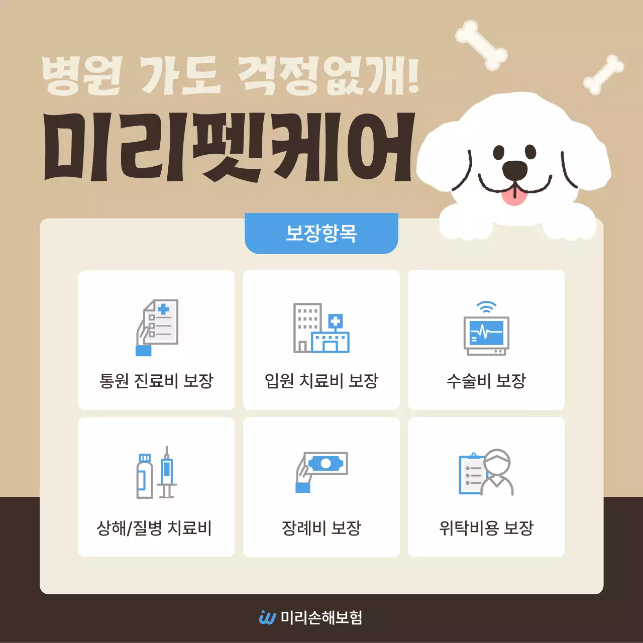 베이지 심플 반려동물 보험 광고