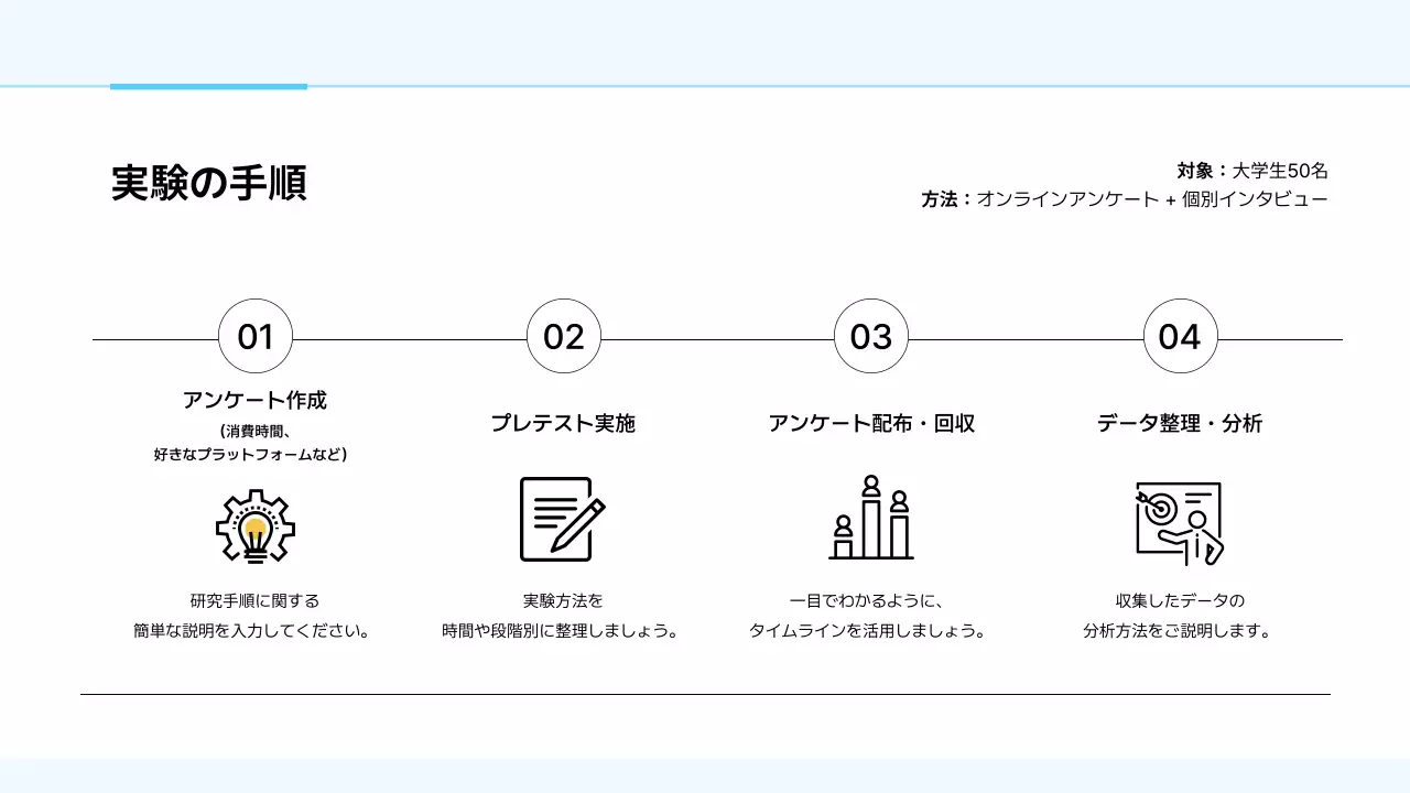 水色 シンプル 研究 プレゼンテーション