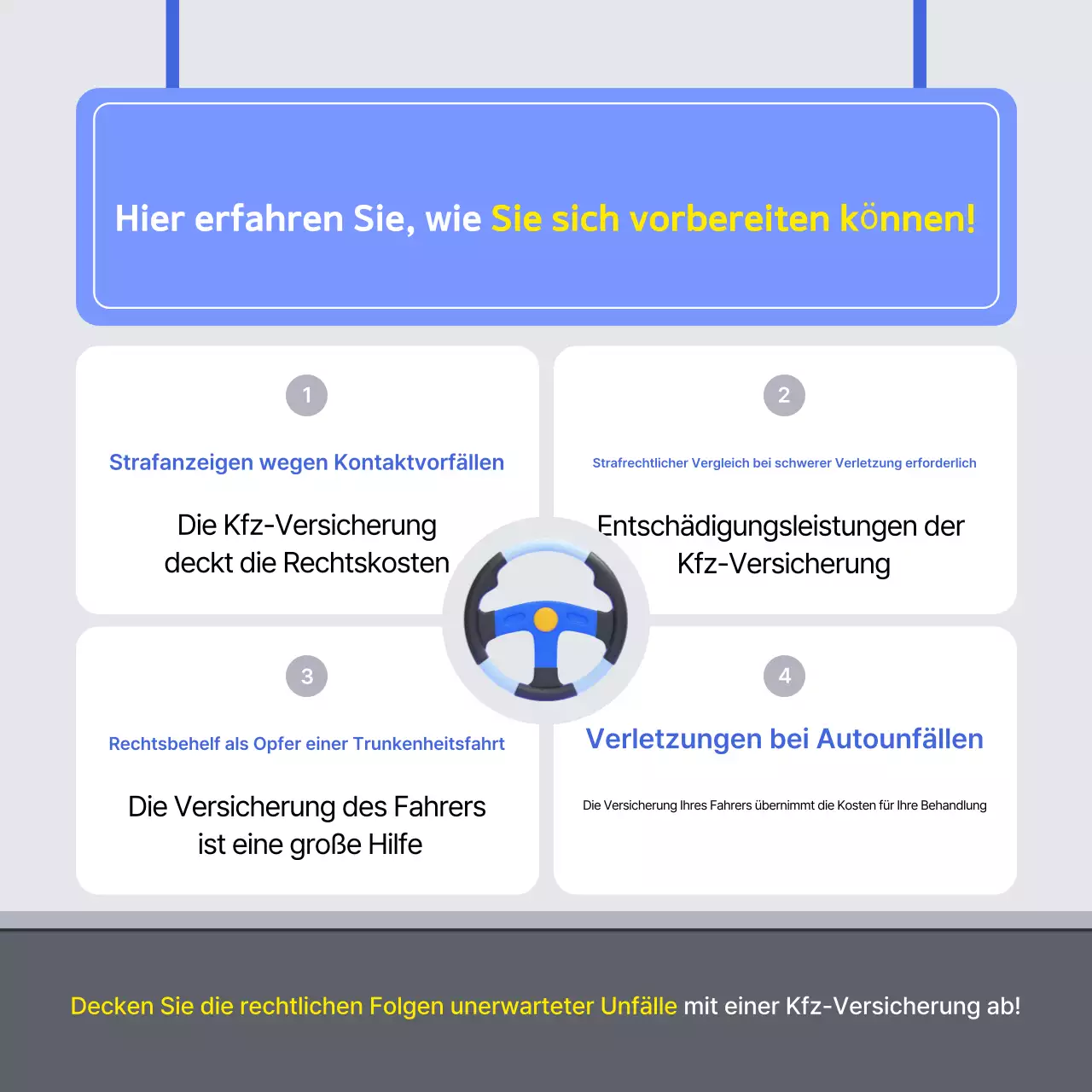 Blaue moderne Versicherungsanzeige