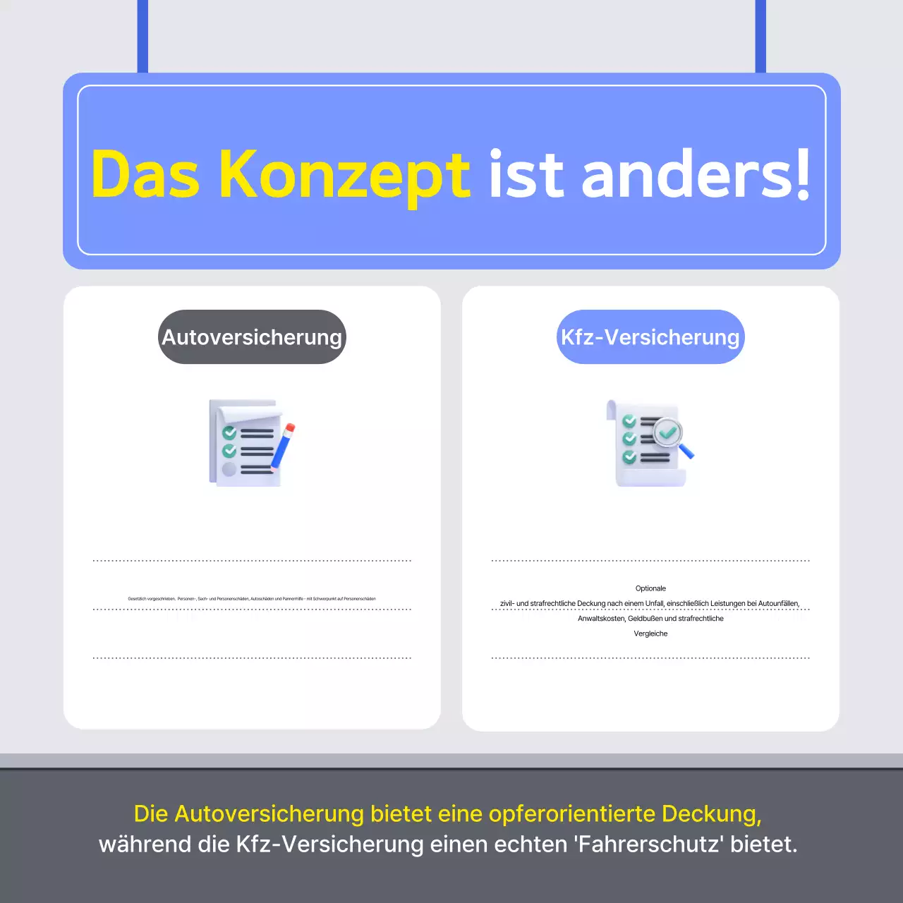 Blaue moderne Versicherungsanzeige