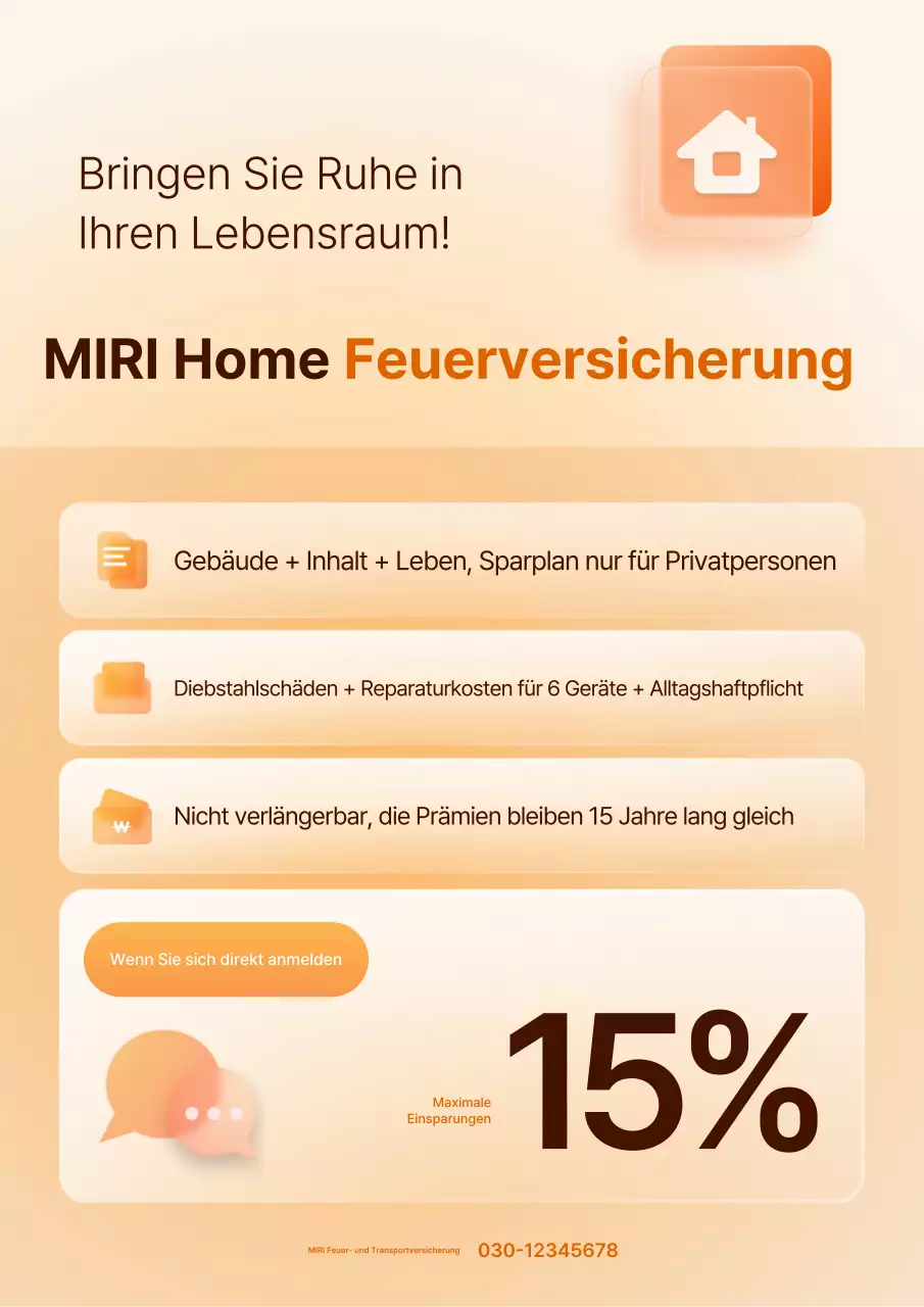 Anzeige der Orange Basic Feuerversicherung