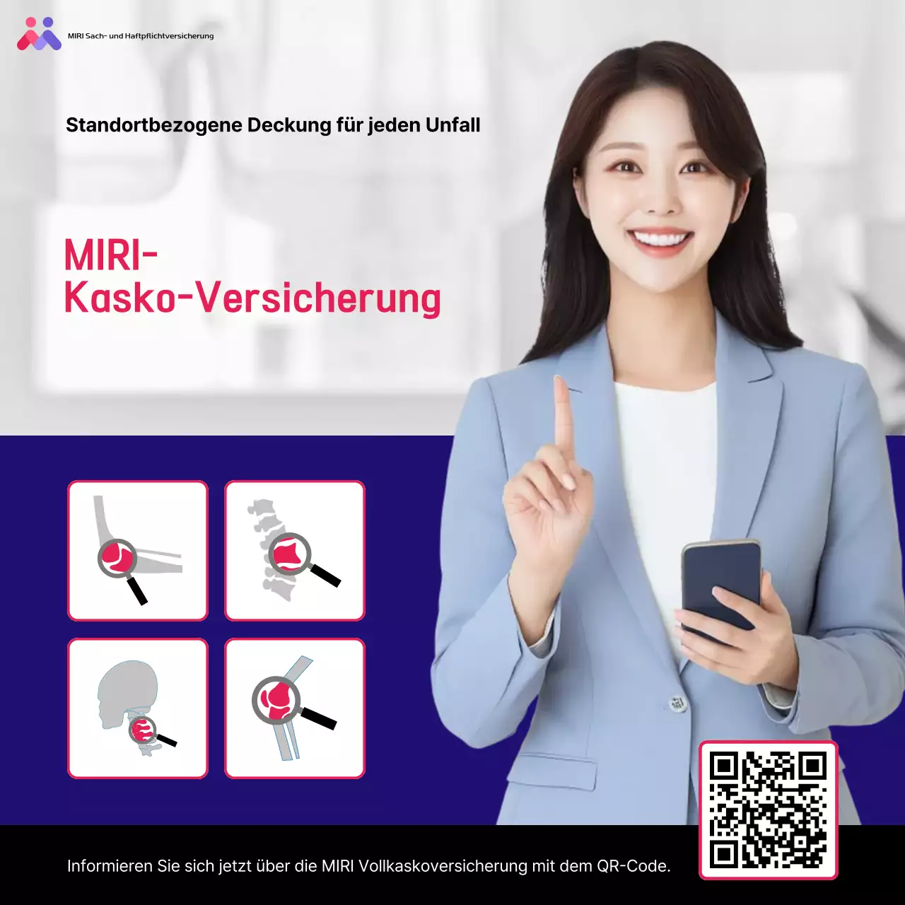 Blaue moderne Versicherungsanzeige