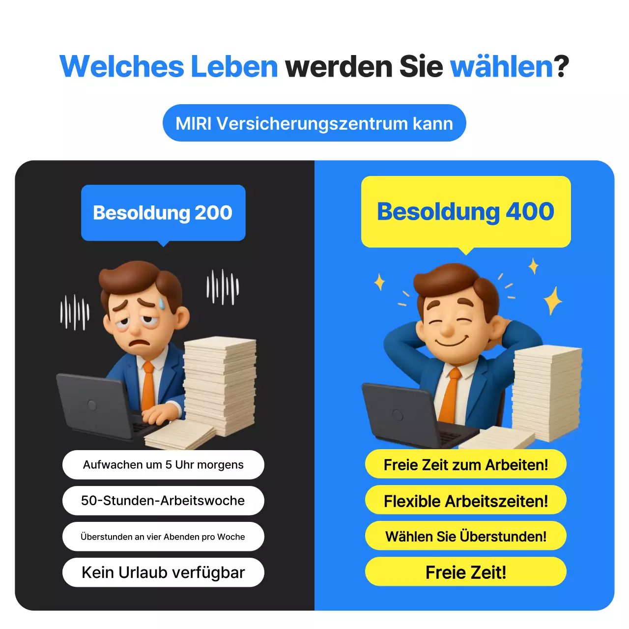 Blue Pop Büroangestellten-Werbung