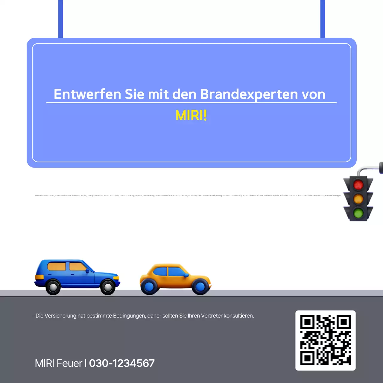 Blaue moderne Versicherungsanzeige