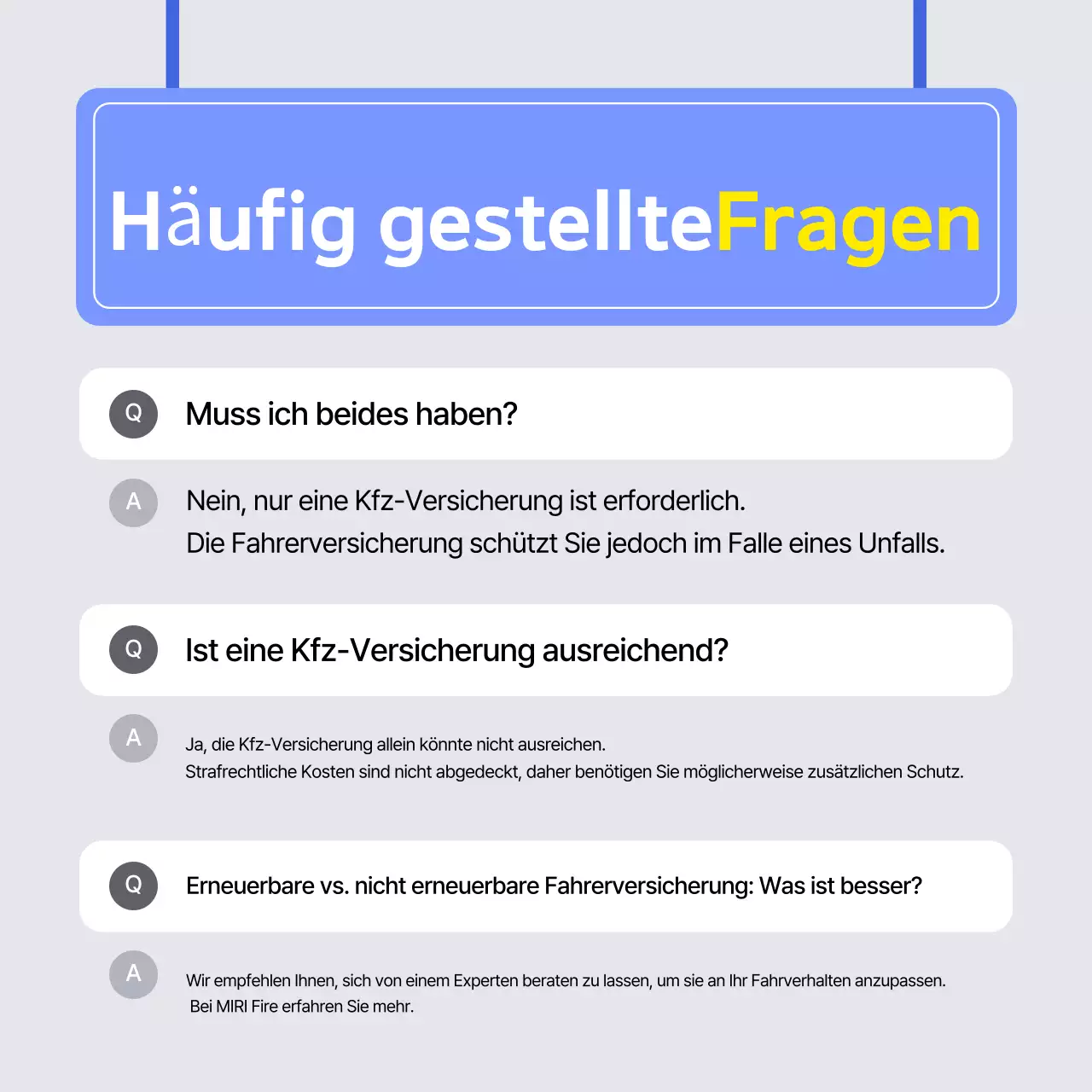 Blaue moderne Versicherungsanzeige