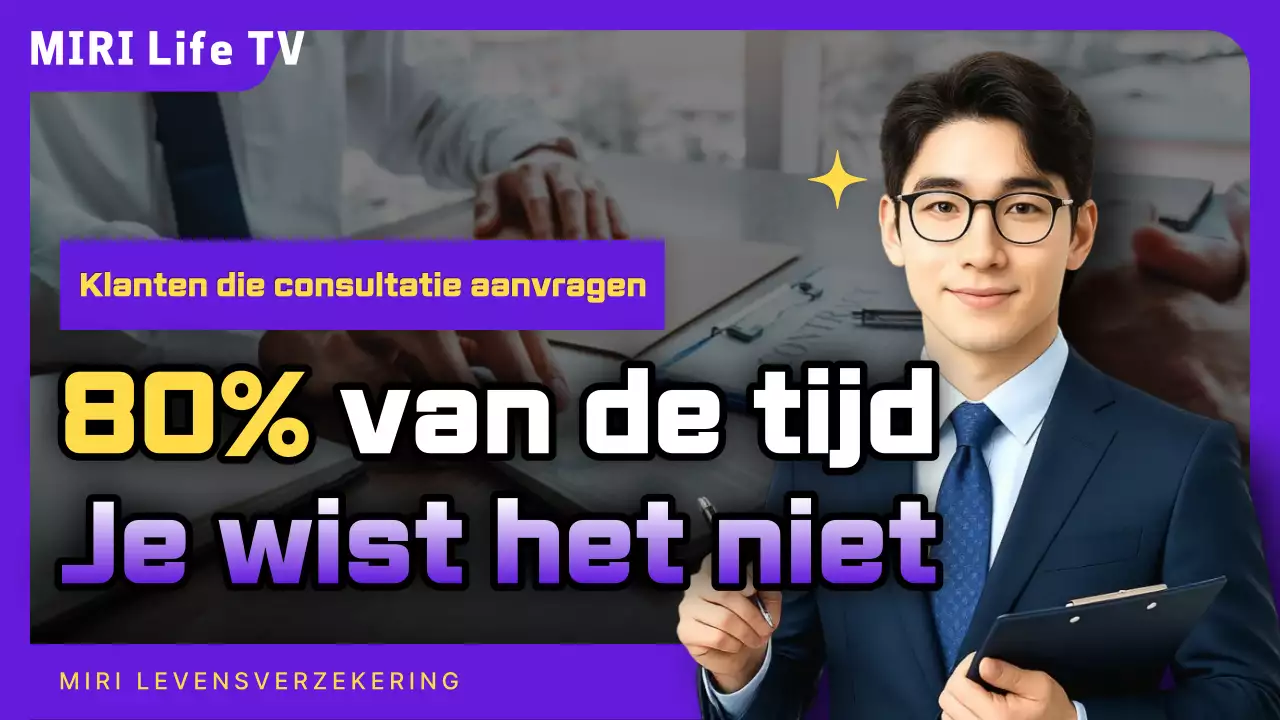 Levensverzekeringsvideo in paarse en gele accentstijl