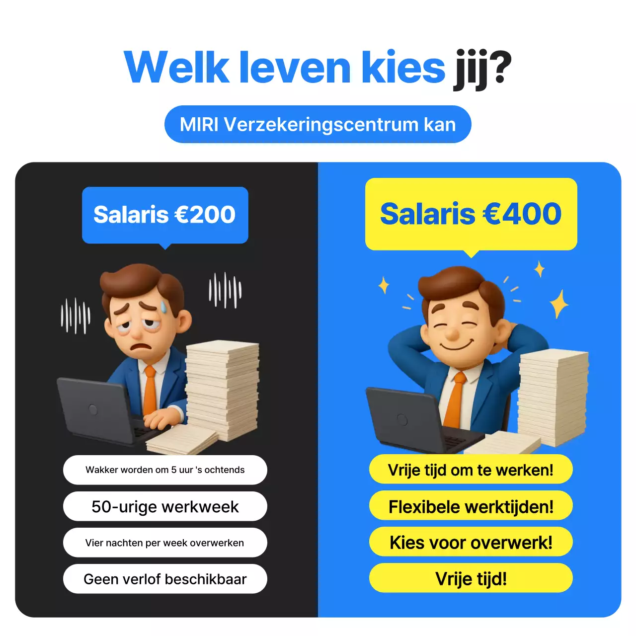 Advertentie voor Blue Pop-kantoormedewerker