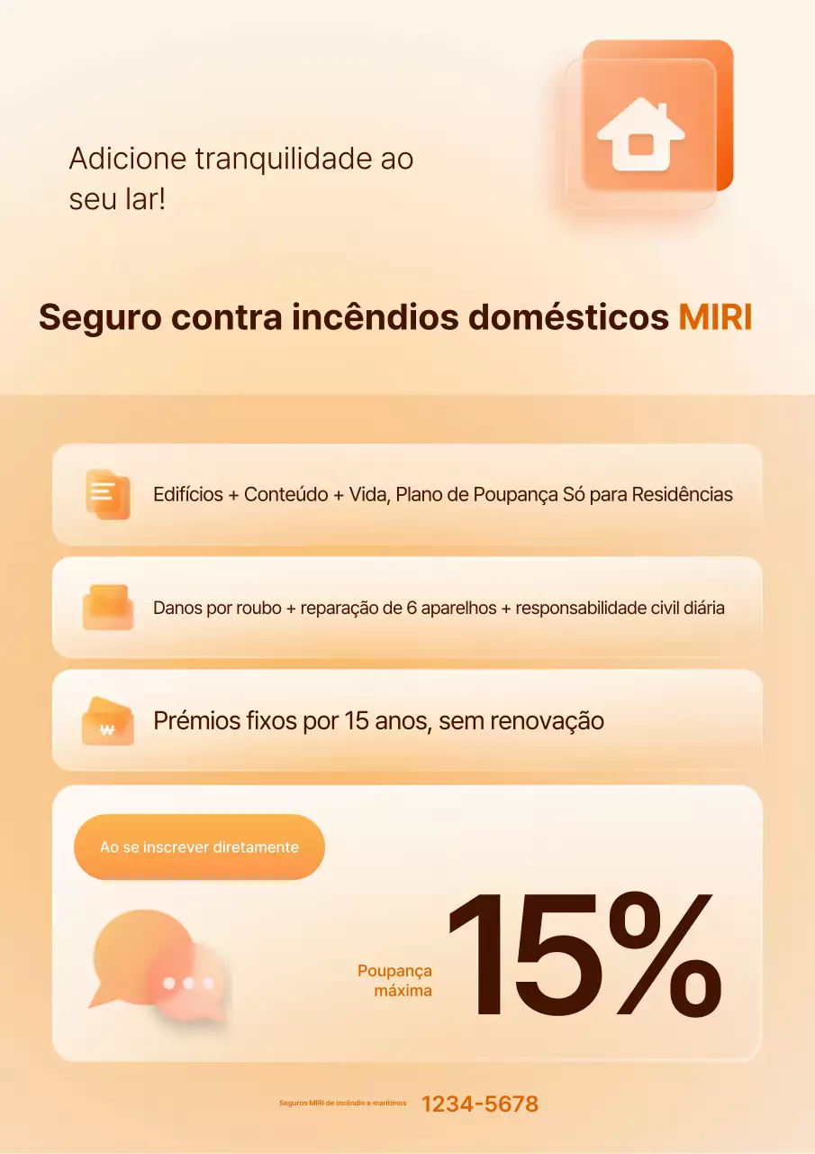 Anúncio do Seguro Básico de Incêndio Laranja