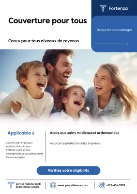Affiche publicitaire d'assurance simple bleue