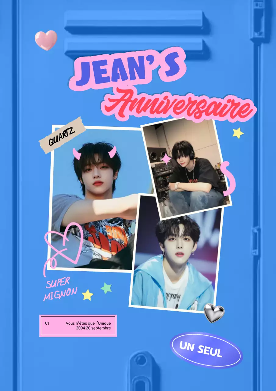 Promotion Joyeux anniversaire avec photo Polaroid sur meuble bleu