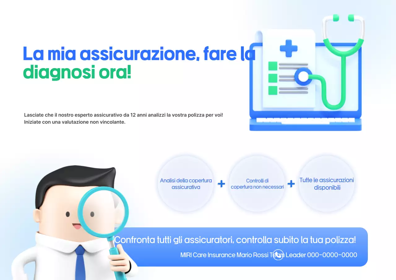 Pubblicità di analisi assicurativa moderna blu