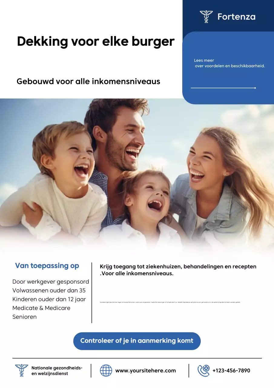 Blauwe eenvoudige verzekeringsadvertentieposter
