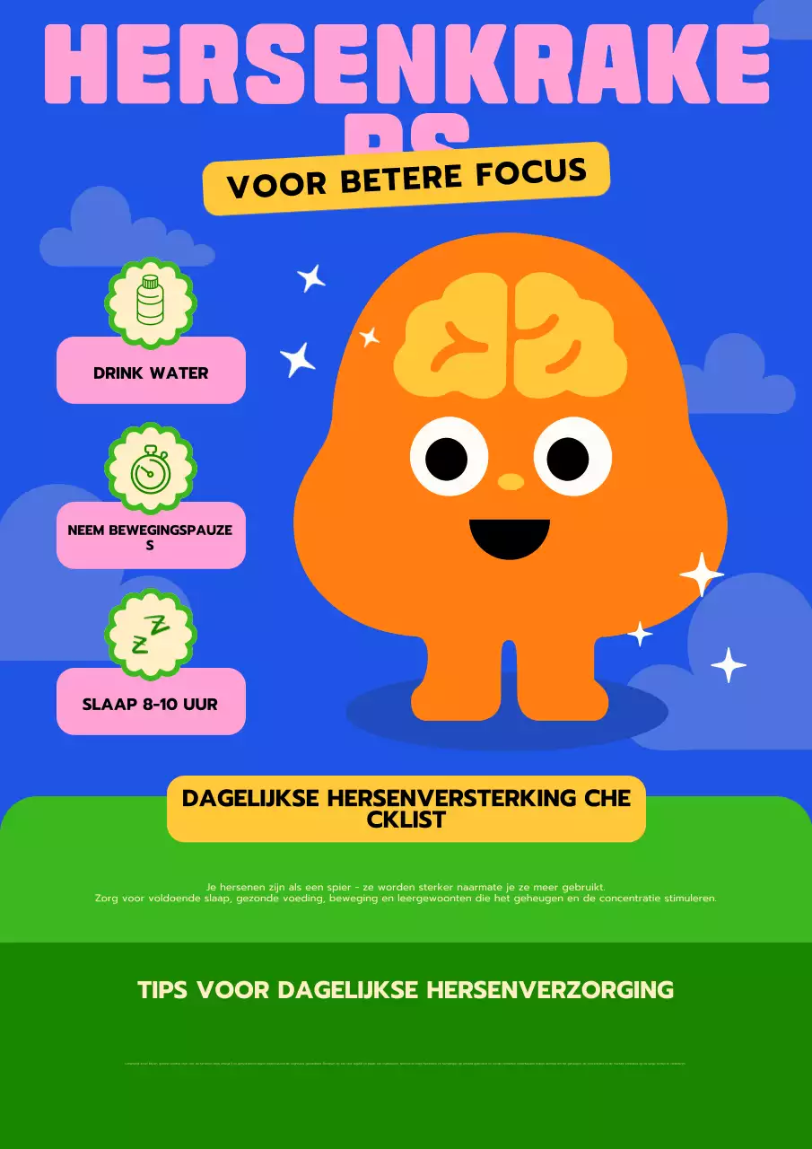 Blauwe en groene moderne hersenchecklistposter