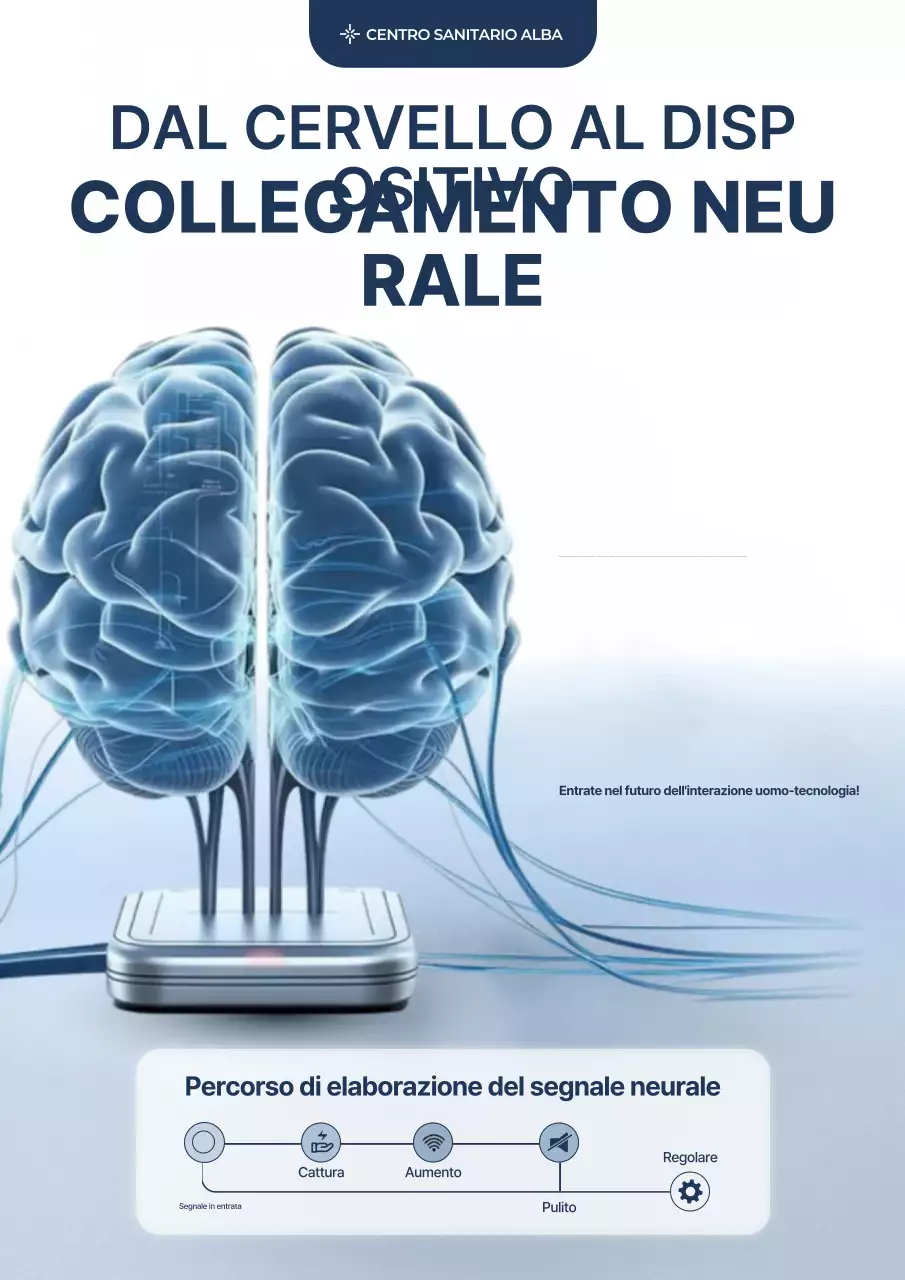 Poster promozionale della tecnologia neurale moderna blu