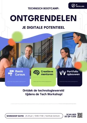 Promotieposter voor de Blue Modern Tech Workshop