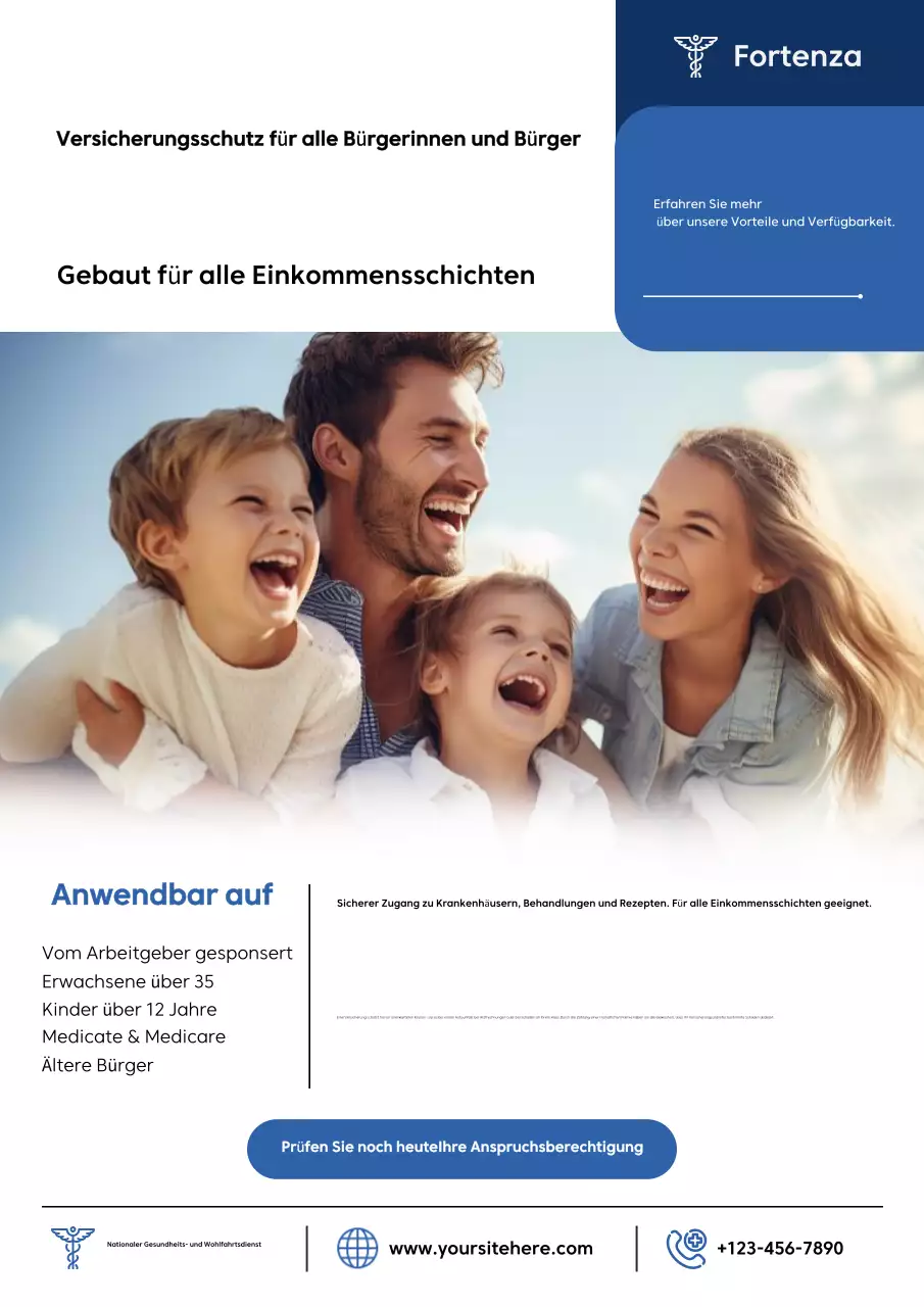Blaues einfaches Versicherungsanzeigeplakat