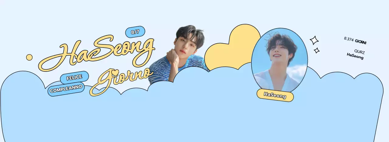 Festa di compleanno con simpatica illustrazione di nuvole