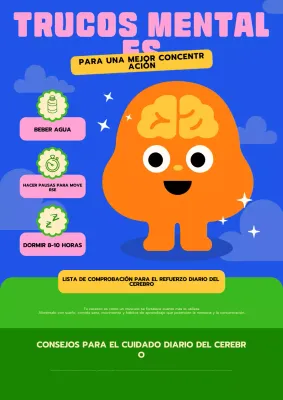 Póster de lista de verificación cerebral moderna azul y verde