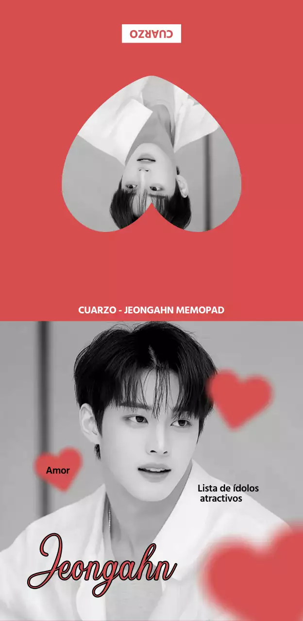 Frase de ídolo sencilla con un impresionante corazón rojo.