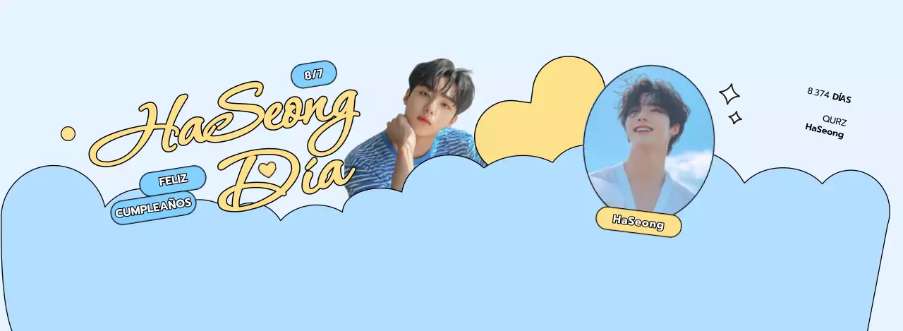 Celebración de cumpleaños con una linda ilustración de nubes