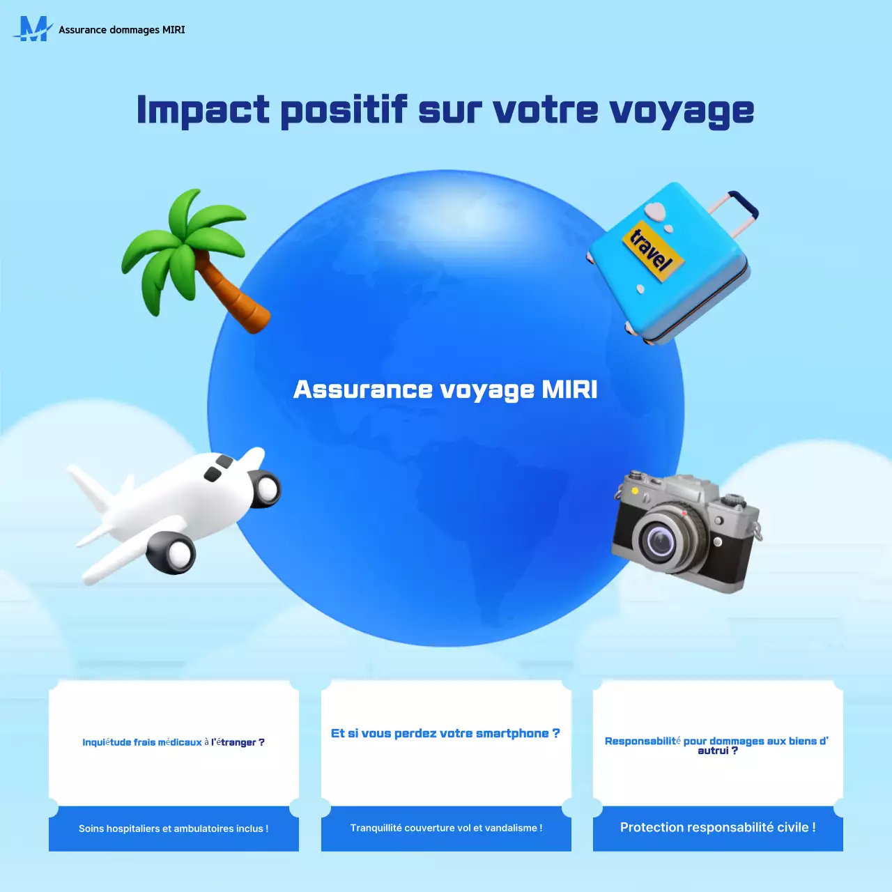Publicité pour l'assurance voyage moderne Sky Blue