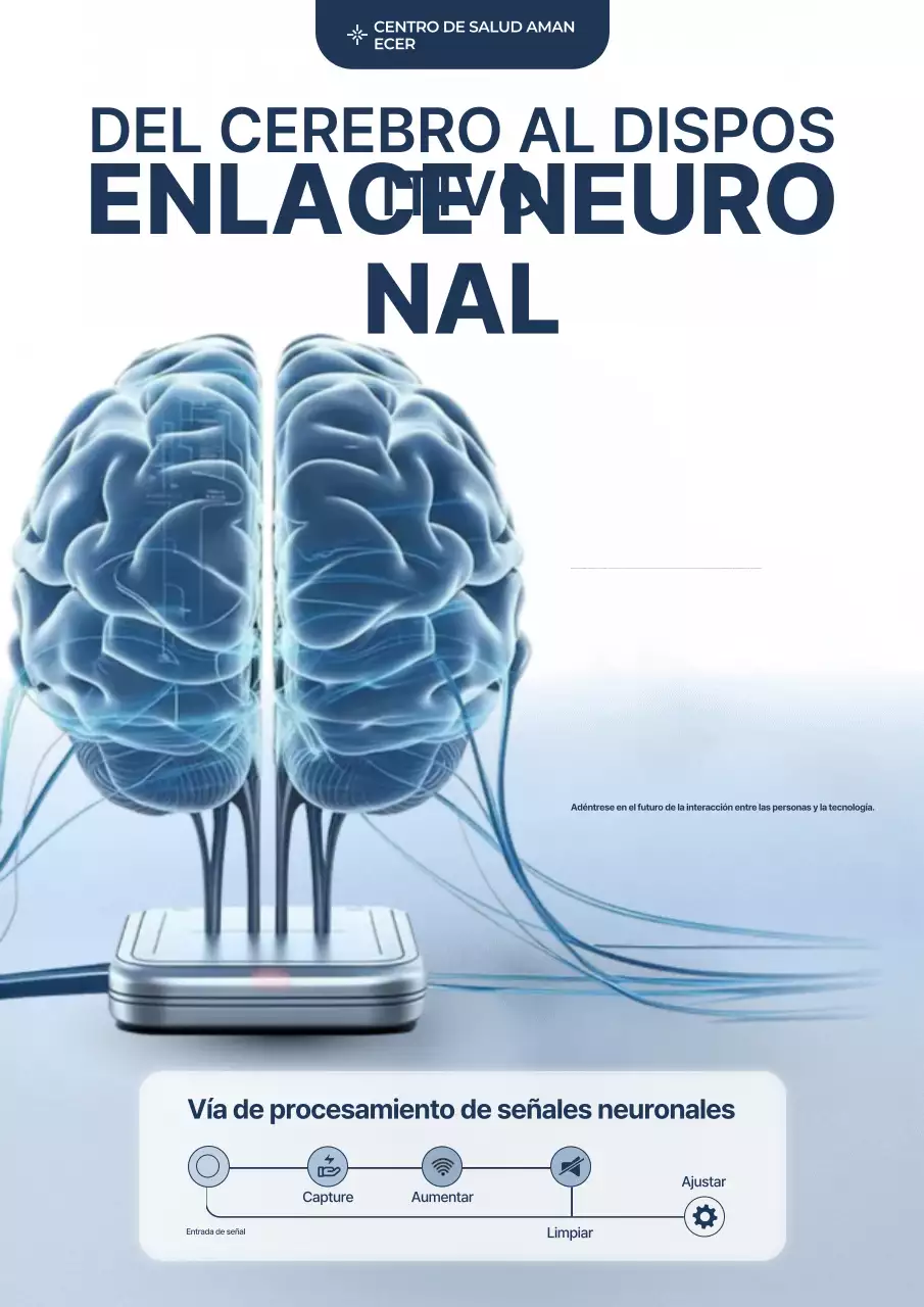 Póster promocional de tecnología neuronal moderna azul