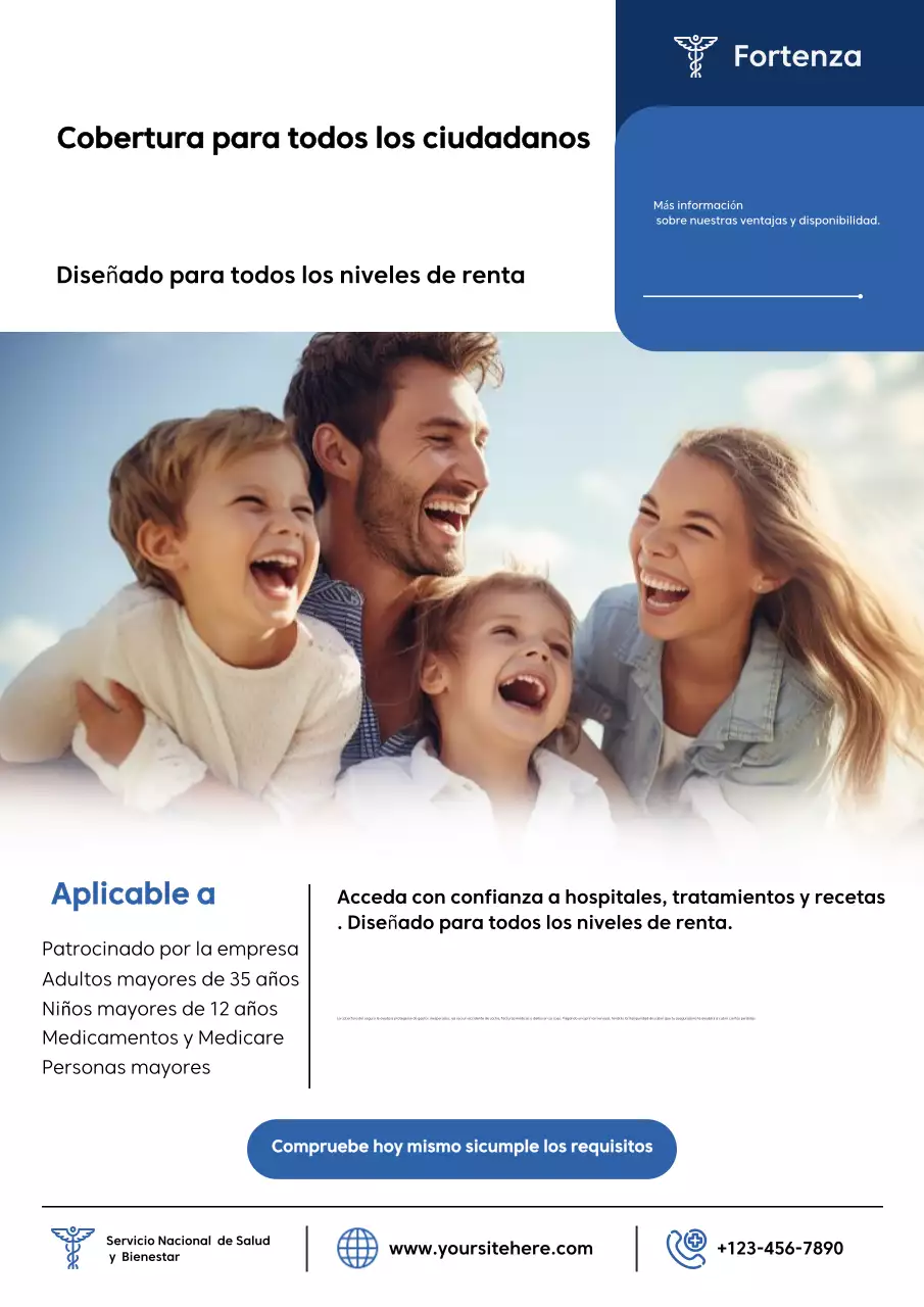 Cartel publicitario de seguros azul simple