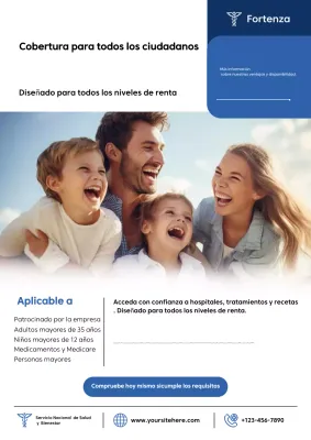 Cartel publicitario de seguros azul simple