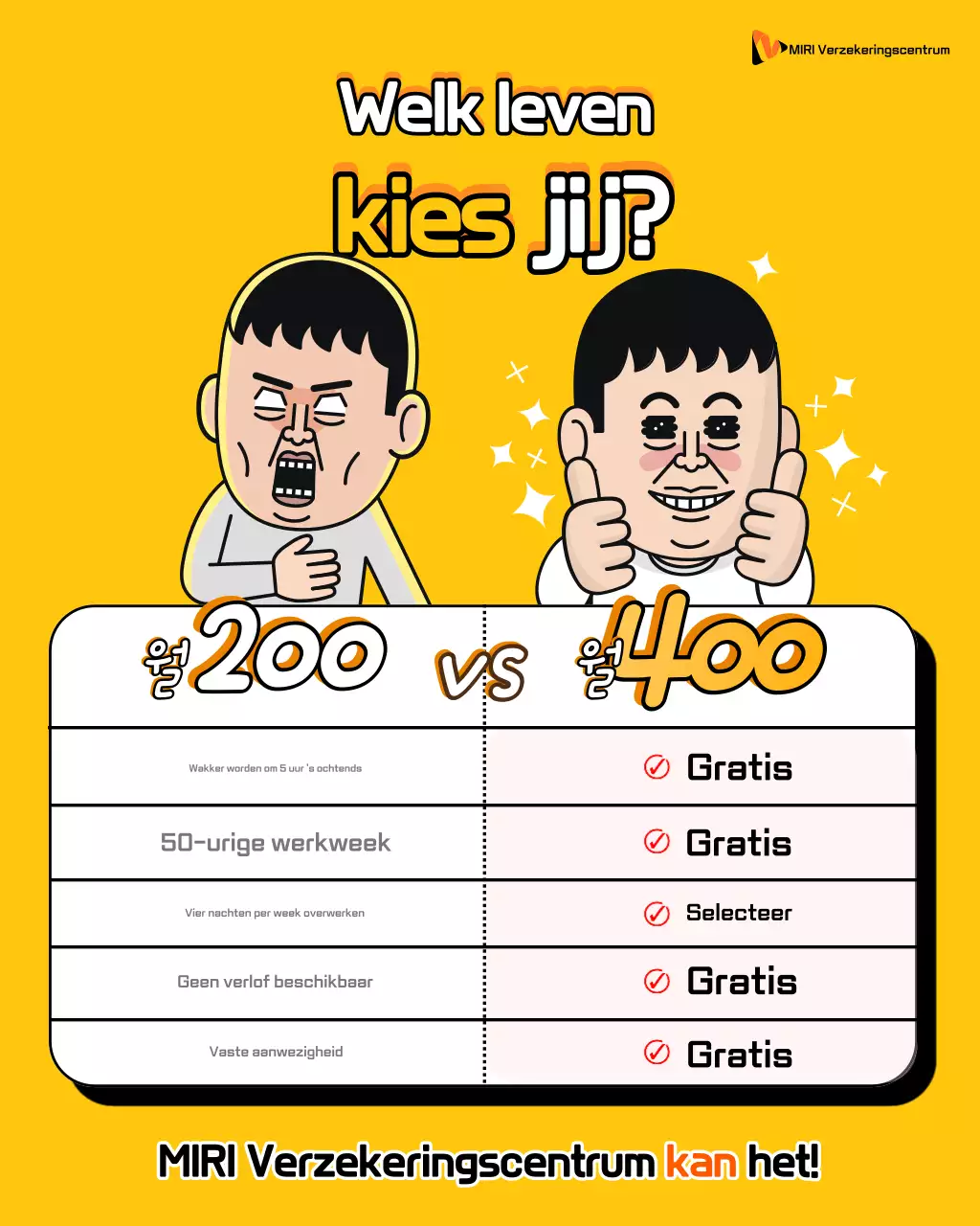 Gele gag-advertentie voor kantoorpersoneel