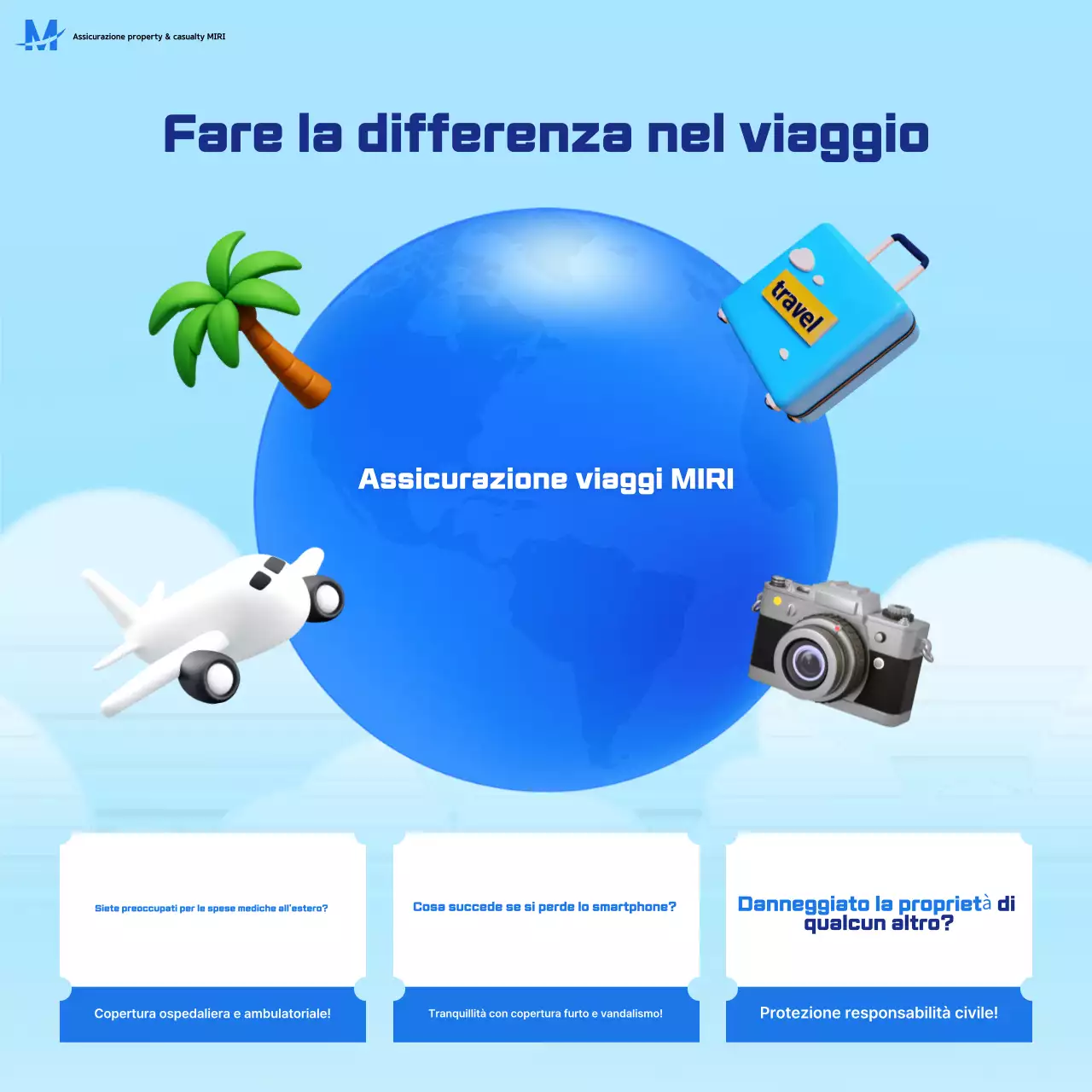 Pubblicità dell'assicurazione di viaggio moderna Sky Blue