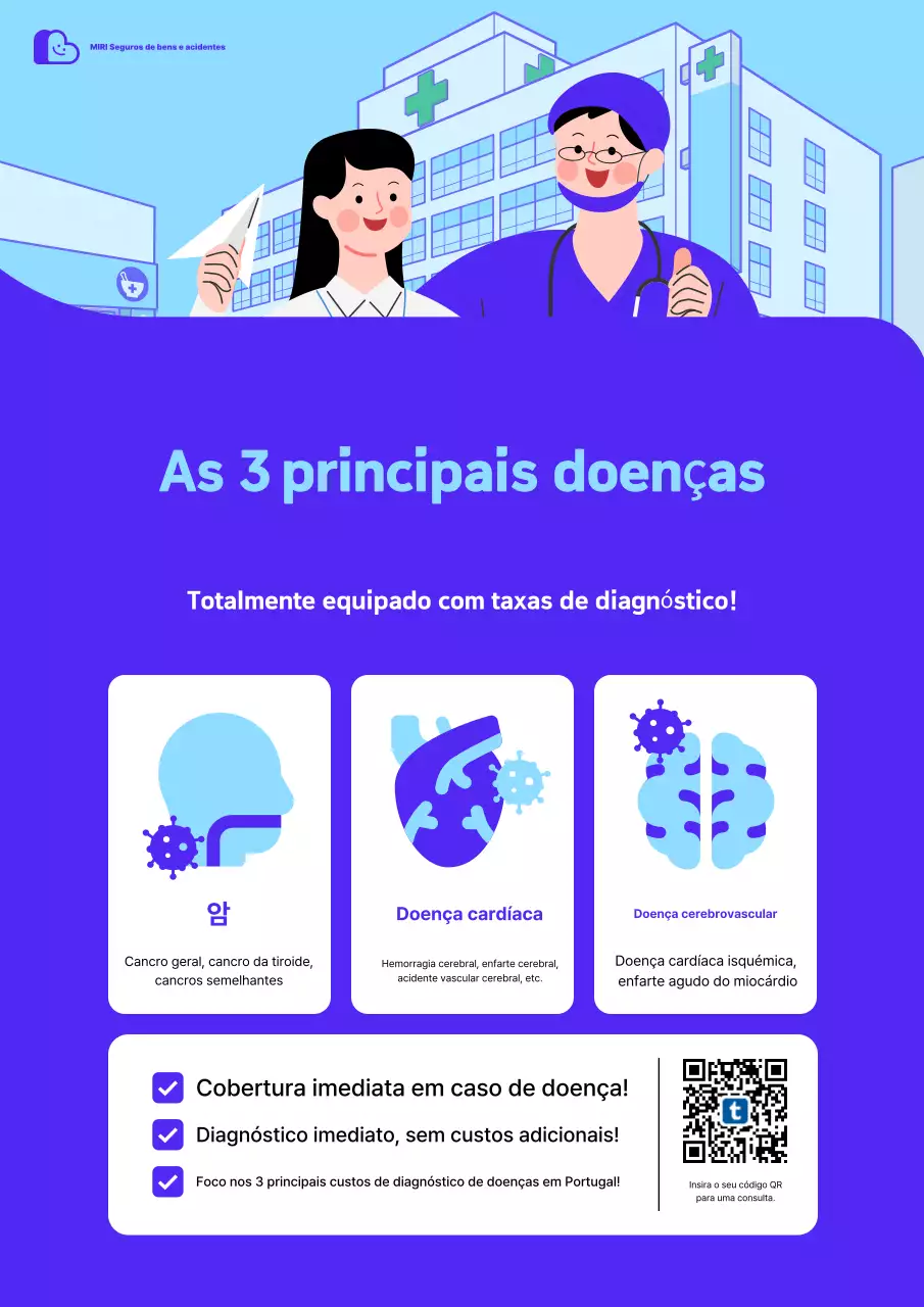 Anúncio de seguro saúde moderno azul-celeste