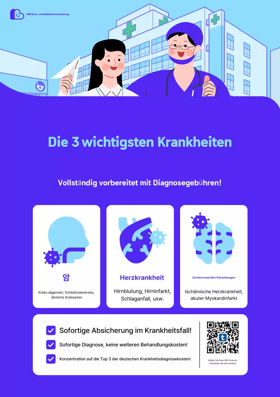 Himmelblaue moderne Krankenversicherungsanzeige