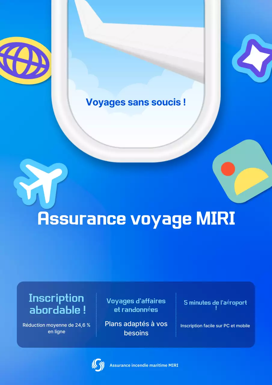 Publicité sur l'assurance voyage Blue Modern