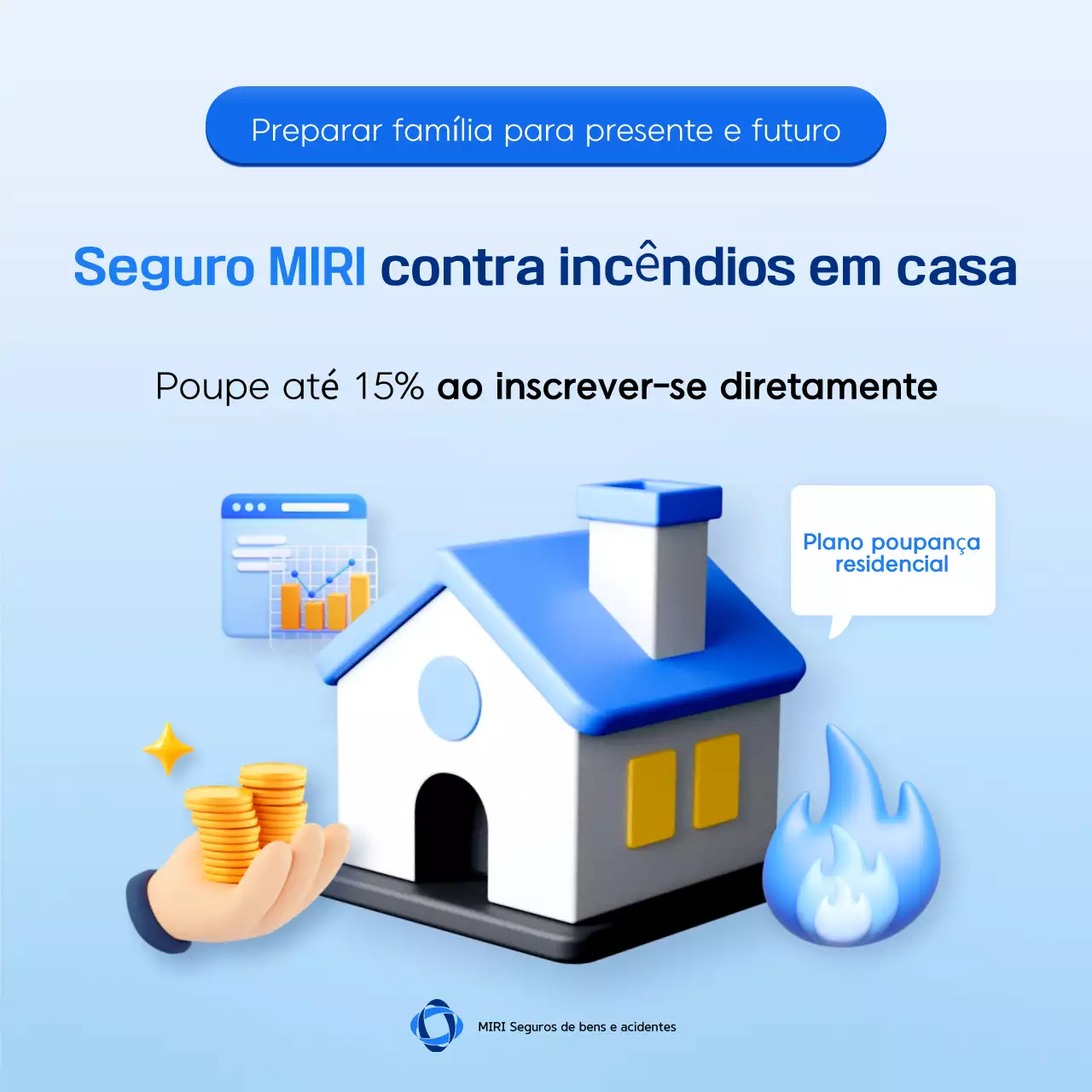 Anúncio de seguro moderno azul-celeste