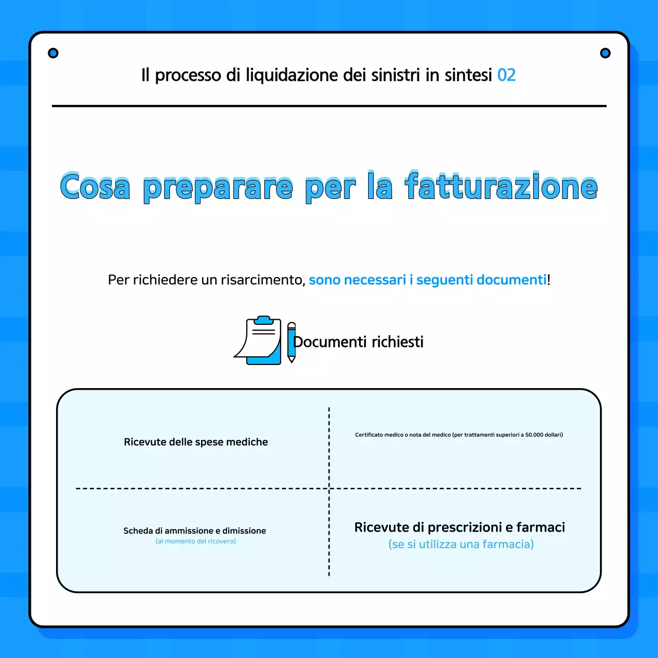 Consegna di informazioni assicurative semplici blu