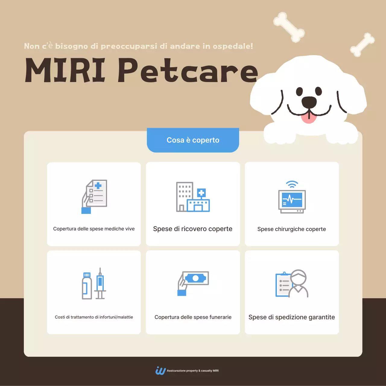 Pubblicità dell'assicurazione per animali domestici Beige Simple