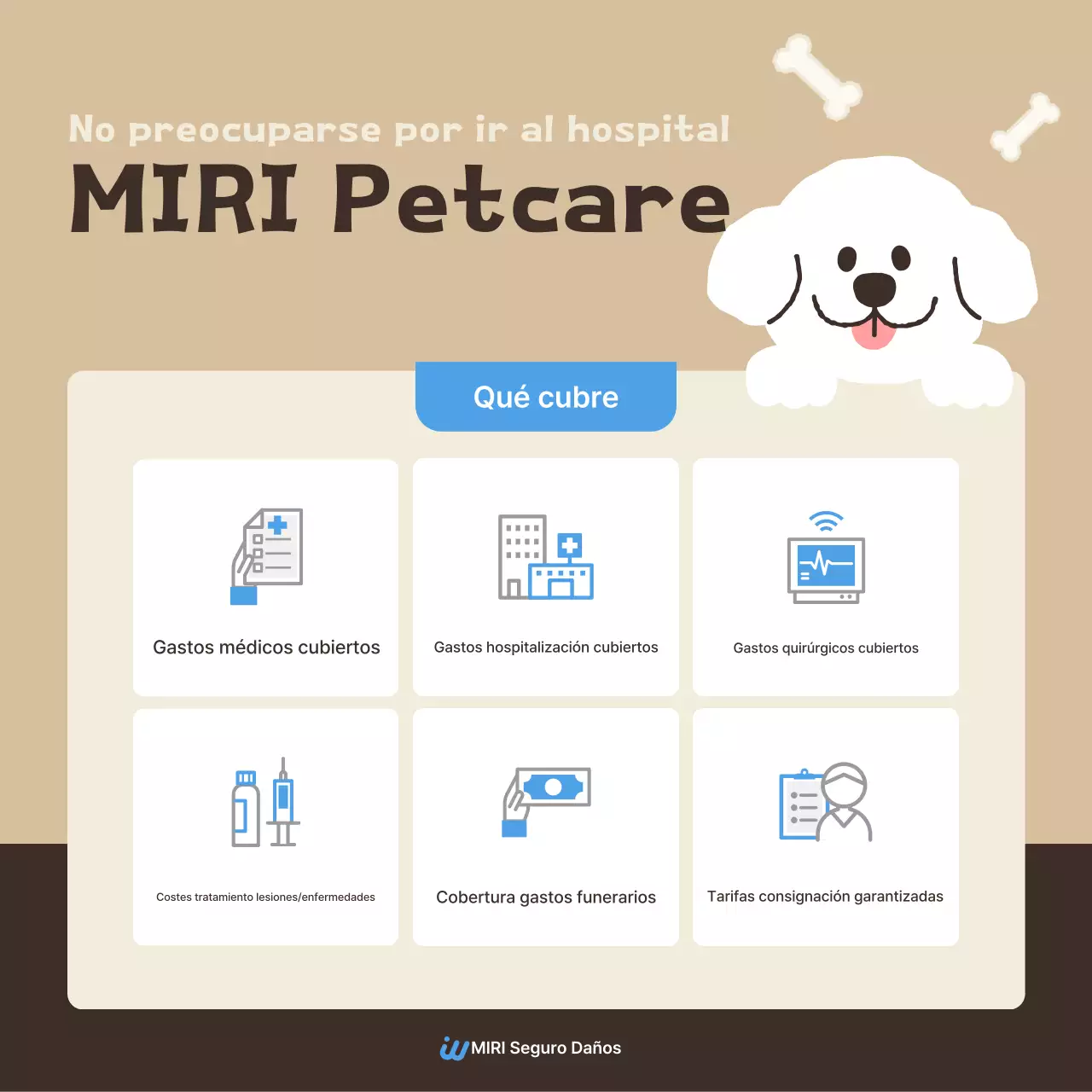 Anuncio de seguro para mascotas en beige simple