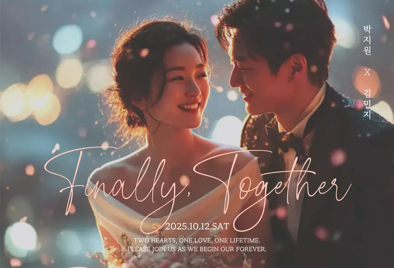 핑크 우아한 결혼 초대장