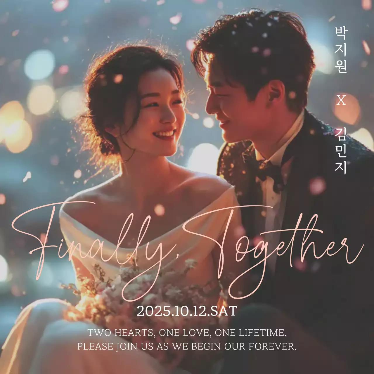 베이지 우아한 결혼 초대장