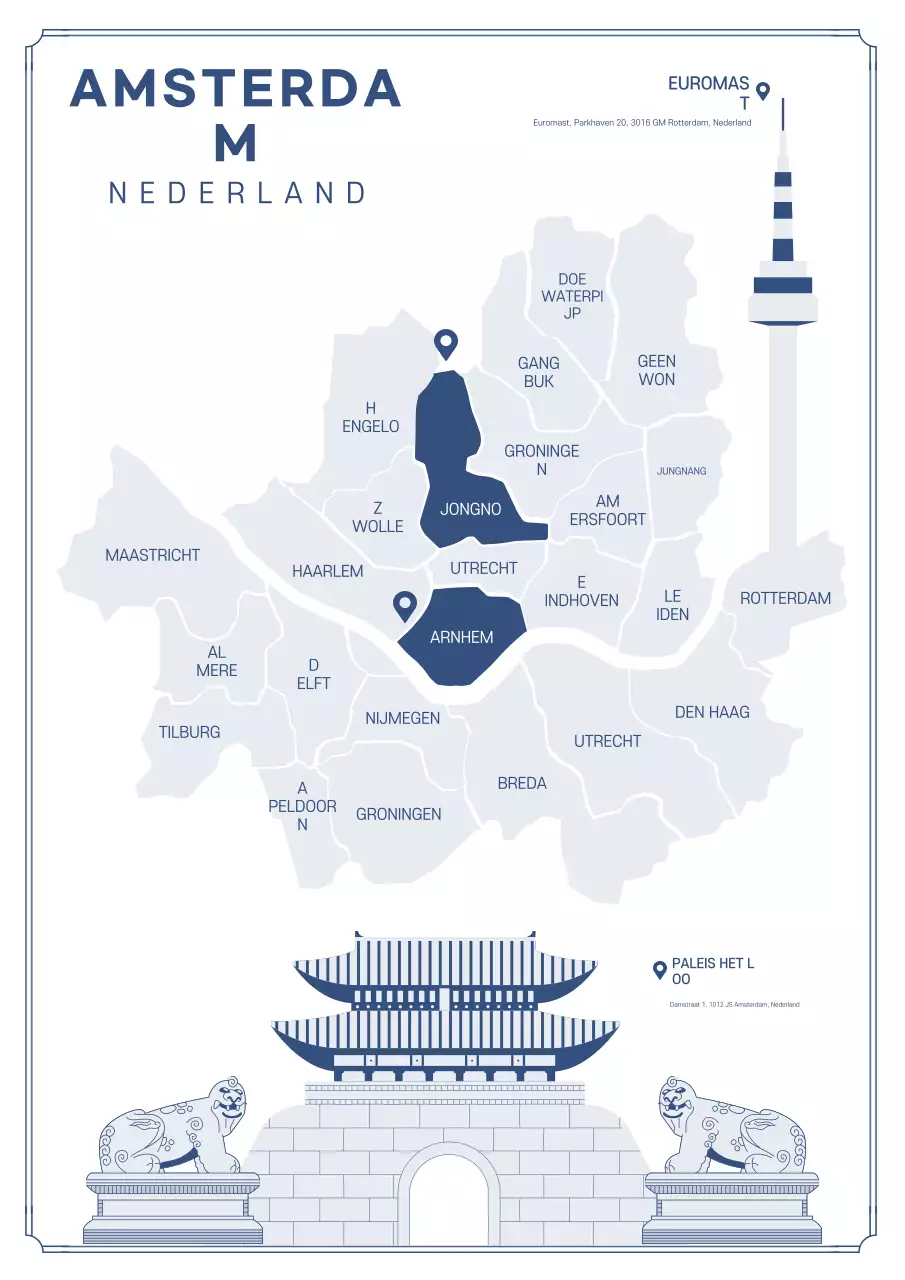 Navy Simple Seoul Map Promotie