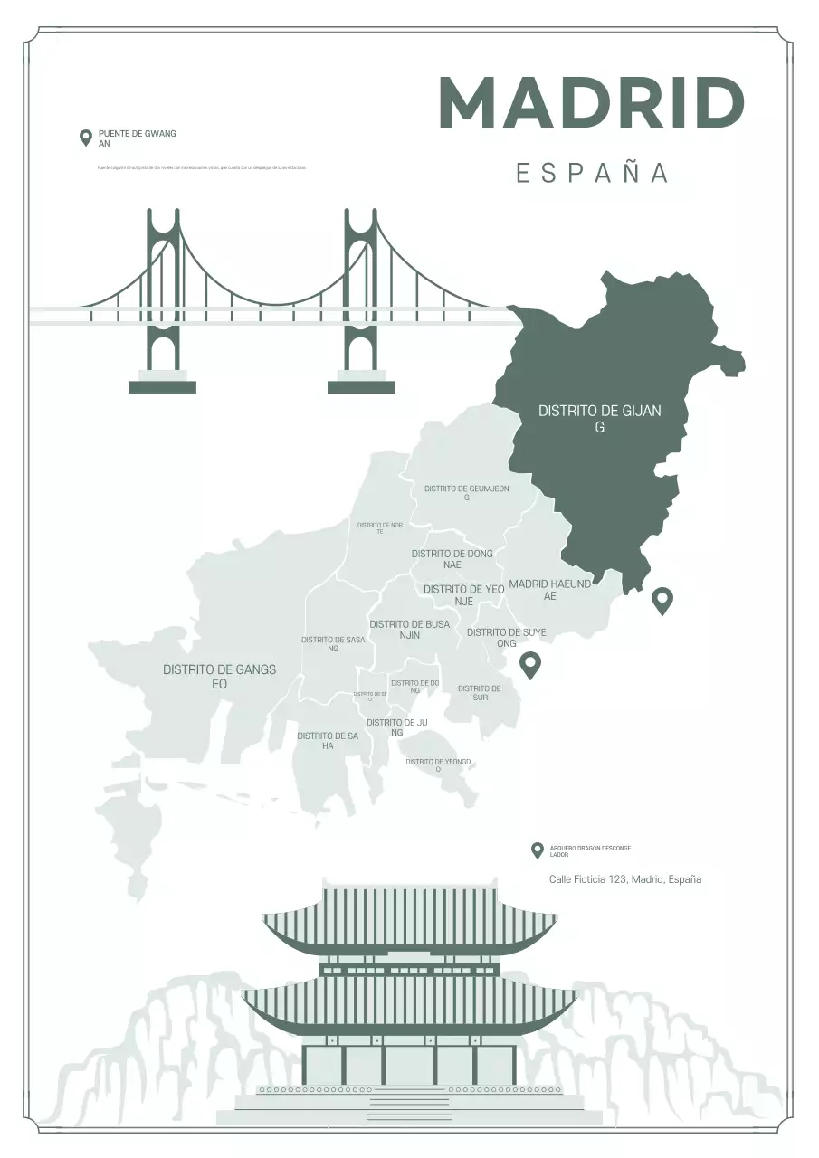 Guía del mapa minimalista de Busan en gris