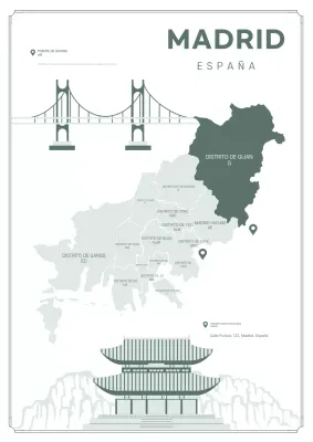 Guía del mapa minimalista de Busan en gris