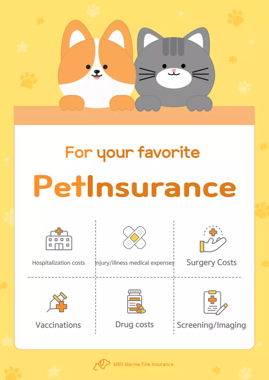 Iklan asuransi hewan peliharaan berwarna kuning yang lucu