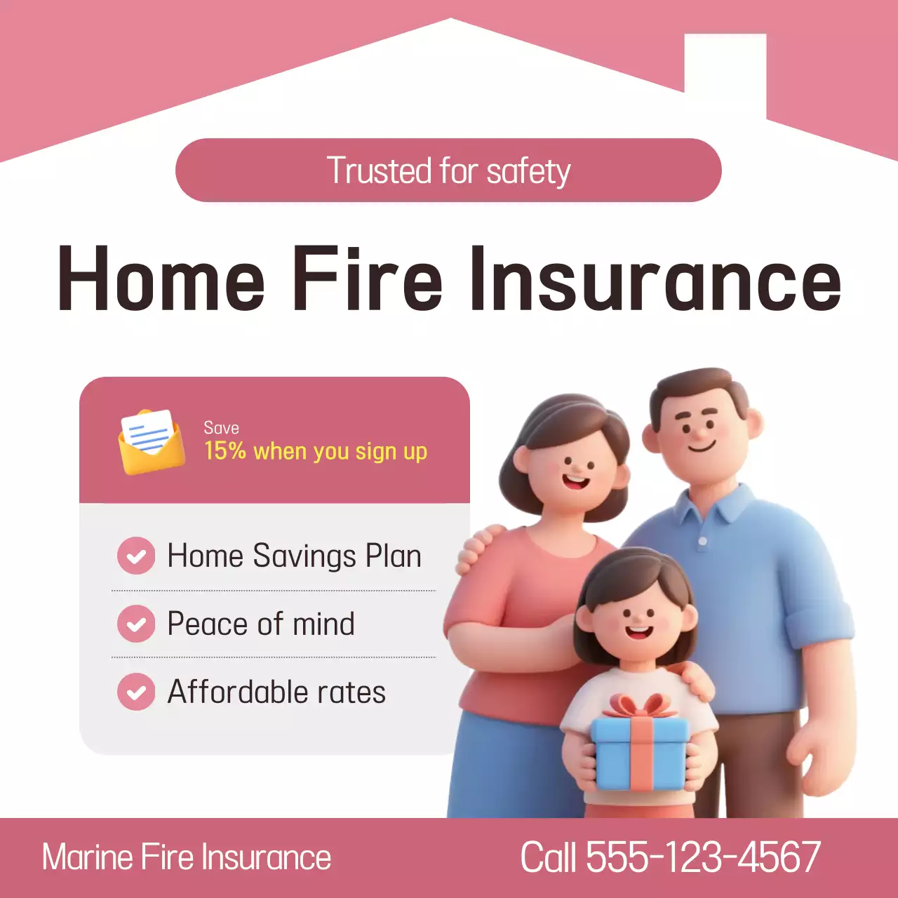 Pink Simple Insurance Advertisement