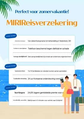 Advertentie voor een schone blauwe reisverzekering voor het buitenland